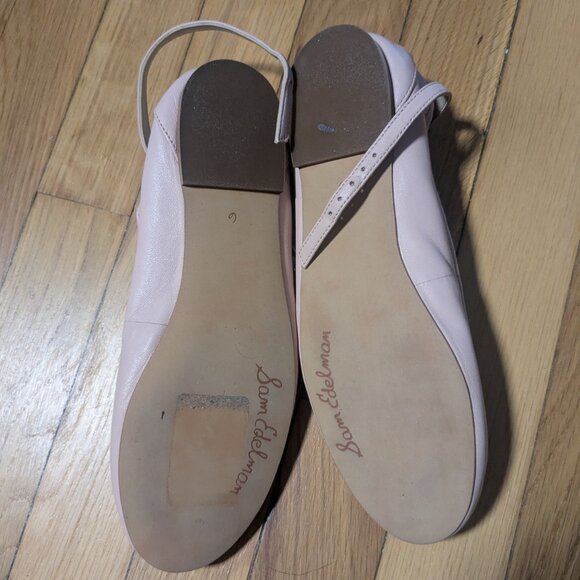 Sam Edelman Fynn Pink Leather Ballet Flats with Ankle Strap - Picture 4 of 4